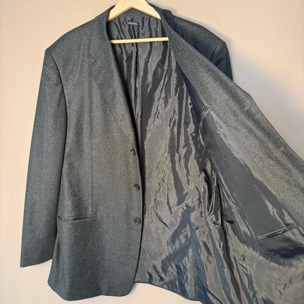 Giorgio Armani Classico Charcoal Gray Black Men's Wool & Cashmere Blazer 44R